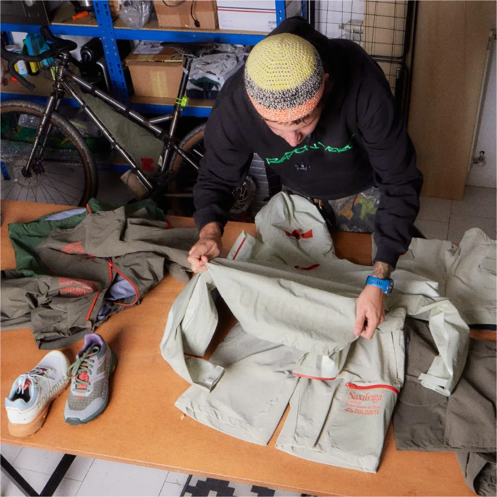 A designer from Rayon Vert working on sketches for the outdoor collection.